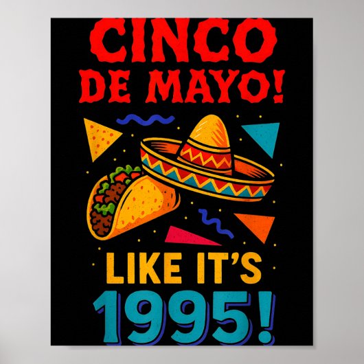 Retro cinco de mayo Mexicaans feestje Poster (Voorkant)