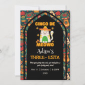 Retro Cinco De Mayo- Schattige Kat Drie-esta Kaart (Voorkant)
