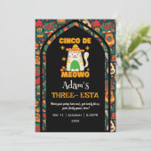 Retro Cinco De Mayo- Schattige Kat Drie-esta Kaart (Staand voorkant)