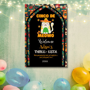 Retro Cinco De Mayo- Schattigee Cat Three-esta Wel Foto Afdruk