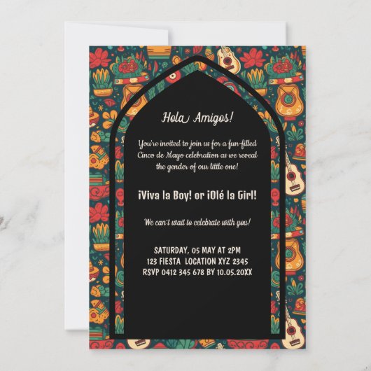 Retro Cinco De Mayo- Schattigee kat Geslacht onthu Kaart (Achterkant)