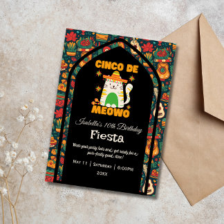 Retro Cinco De Mayo- Schattigee kattenverjaardag Kaart