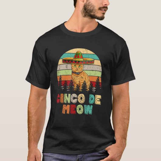 Retro  Cinco de Meow Mexican Fiesta Cat Kit T-shirt (Voorkant)