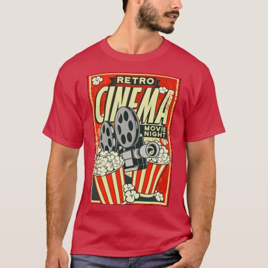 Retro CINEMA: Filmnacht T-shirt (Voorkant)