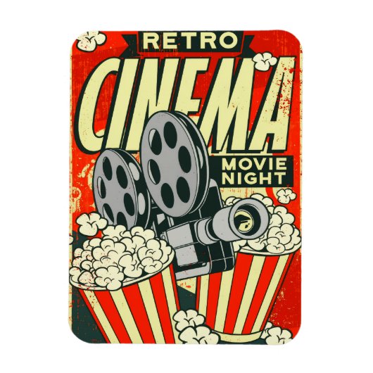 Retro *CINEMA* [Movie Night] Flexibele magneet (Verticaal)