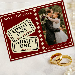 Retro Cinema Theater Geef een ticket Stub Bruiloft Save The Date
