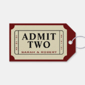 Retro Cinema Theater Geef twee ticket bruiloft toe Cadeaulabel (Voorkant (Horizontaal))