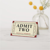 Retro Cinema Theater Geef twee ticket bruiloft toe Plaatskaartje (Achterkant)
