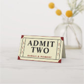 Retro Cinema Theater Geef twee ticket bruiloft toe Plaatskaartje (Achterkant)