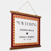 Retro Cinema Theater Marquee Sign Red Wedding Hangend Wandkleed (Gebogen)