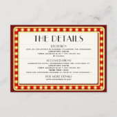 Retro Cinema Theater Marquee Teken Bruiloft Detail Informatiekaartje (Voorkant)