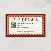 Retro Cinema Theater Marquee Teken Bruiloft Detail Informatiekaartje (Voorkant)