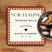 Retro Cinema Theater Marquee Teken Rood Bruiloft Kartonnen Onderzetters