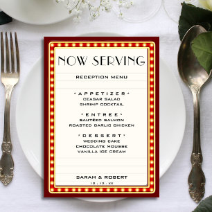 Retro Cinema Theater Marquee Teken Rood Bruiloft Menu