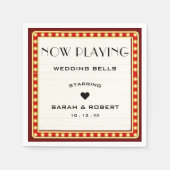 Retro Cinema Theater Marquee Teken Rood Bruiloft Servet (Voorkant)