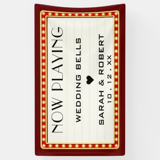 Retro Cinema Theater Marquee Teken Rood Bruiloft Spandoek (Verticaal)