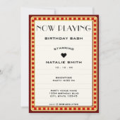 Retro Cinema Theater Marquee Teken Rood Verjaardag Kaart (Voorkant)