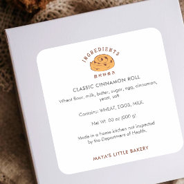 Retro Cinnamon Roll Logo Bakery Ingredient Product Vierkante Sticker