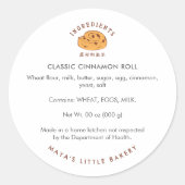 Retro Cinnamon Roll Logo Bakkerij Ingrediënt Ronde Sticker (Voorkant)