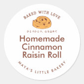 Retro Cinnamon Roll Logo Bakkerij Productnaam Ronde Sticker (Voorkant)