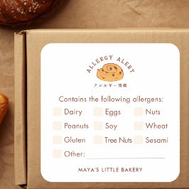 Retro Cinnamon Roll-logo Voedselallergie Waarschuw Vierkante Sticker