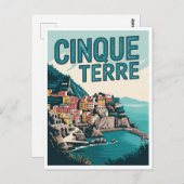 Retro Cinque Terre Hike Design Gift Briefkaart (Voorkant / Achterkant)