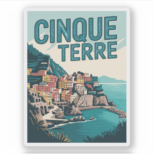 Retro Cinque Terre Hike Design Gift Sticker (Voorkant)