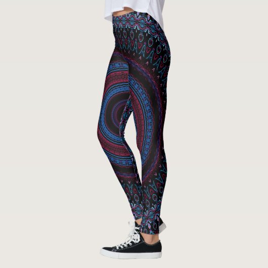 Retro Circle Geometric Mandala Trippy Hippie Boho Leggings (Links)