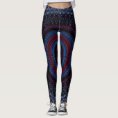 Retro Circle Geometric Mandala Trippy Hippie Boho Leggings (Voorkant)