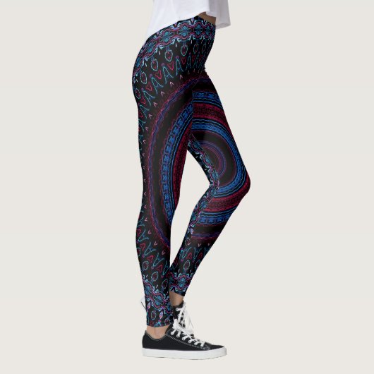 Retro Circle Geometric Mandala Trippy Hippie Boho Leggings (Rechts)