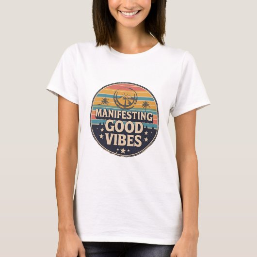 Retro Circle "Manifesting Good Vibes" T-shirt (Voorkant)