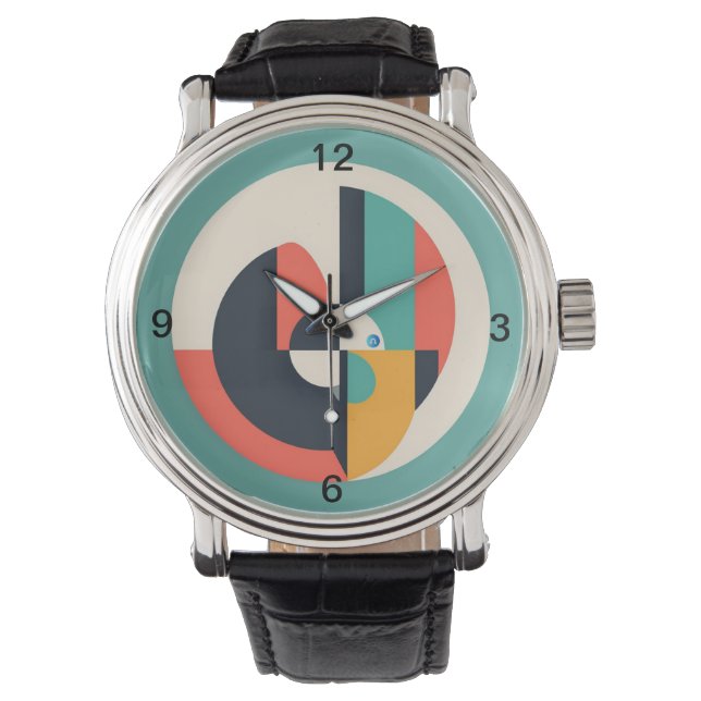 Retro Circle Pattern Wristwatch Horloge (Voorkant)