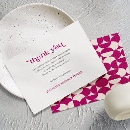 Retro Circle Scallop Mid Century Paarse BRUILOFT Bedankkaart