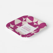 Retro Circle Scallop Mid Century Paarse bruiloft Papieren Bordje (Gebogen)