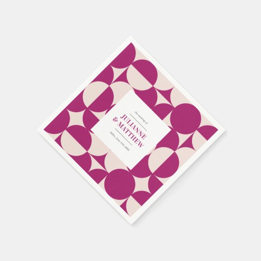 Retro Circle Scallop Mid Century Paarse bruiloft Servet (Hoek)