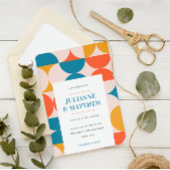 Retro Circle Scallop Mid Century QR CODE FOTO Kaart