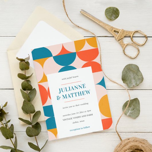 Retro Circle Scallop Mid Century QR CODE FOTO Kaart