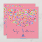 Retro Circle Tree Baby shower Kaart (Voorkant / Achterkant)