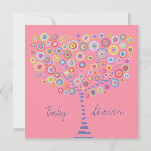 Retro Circle Tree Baby shower Kaart (Voorkant)