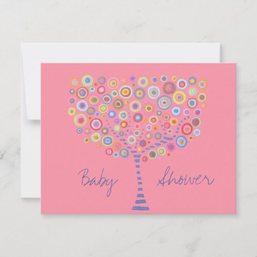 Retro Circle Tree Baby shower Kaart (Voorkant)