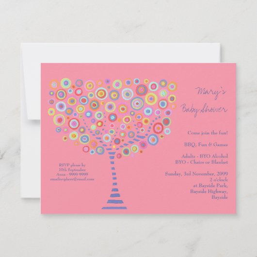 Retro Circle Tree Baby shower Kaart (Achterkant)