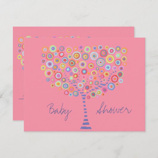 Retro Circle Tree Baby shower Kaart (Voorkant / Achterkant)