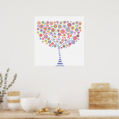Retro Circle Tree Room Wall Art Canvas Poster (Keuken)