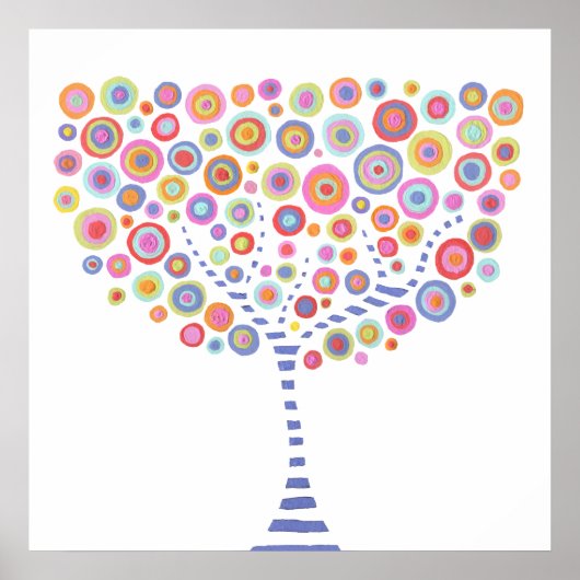 Retro Circle Tree Room Wall Art Canvas Poster (Voorkant)