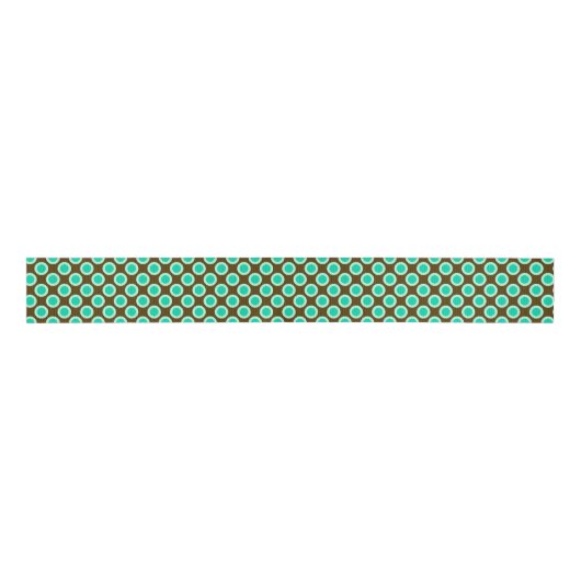 Retro Circled-Stippen, bruin en Turquoise Grosgrain Lint (Voorkant)