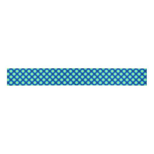 Retro Circled-Stippen, pacock en kobalt Blue Grosgrain Lint (Voorkant)
