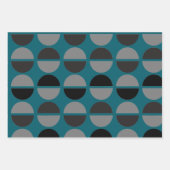 Retro Circles Black and Grey Wrapping Gift Paper (Voorkant 3)