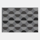 Retro Circles Black and Grey Wrapping Gift Paper (Voorkant 2)