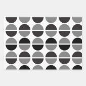 Retro Circles Black and Grey Wrapping Gift Paper (Voorkant)