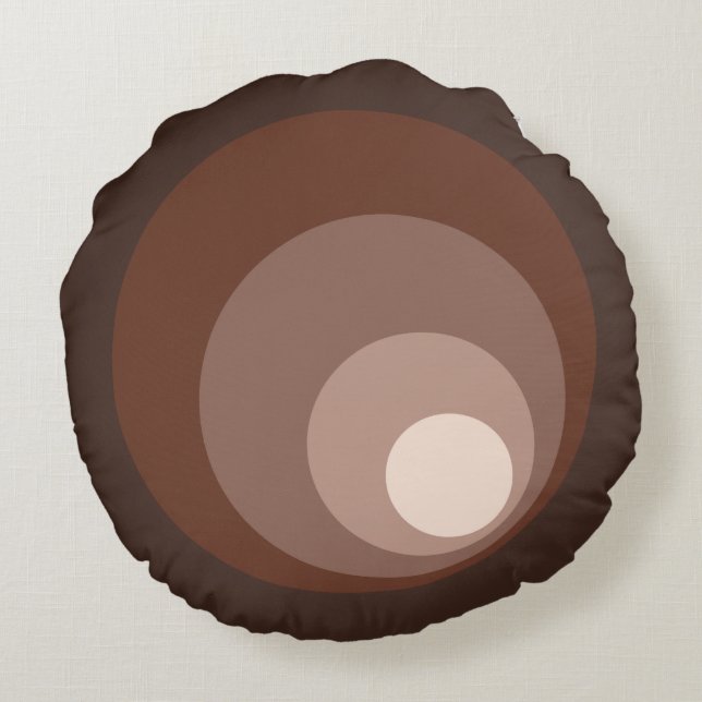 Retro Circles Brown Rust Taupe Cream Rond Kussen (Achterkant)
